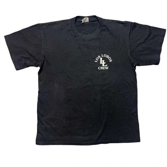 Vintage 90s Los Lobos Crew Band Tour Single Stitch Tee Black Size Large - Picture 2 of 7